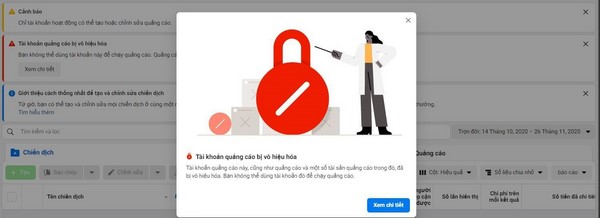 Vì sao tính năng quảng cáo Facebook bị vô hiệu hóa quảng cáo Facebook bị vô hiệu hóa 1 Vì sao tính năng quảng cáo Facebook bị vô hiệu hóa